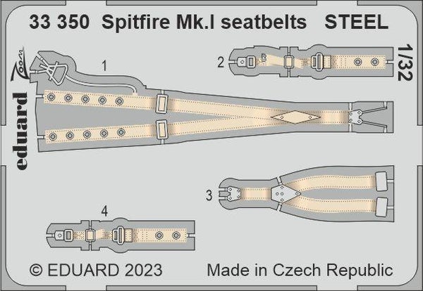 Spitfire Mk. I seatbelts STEEL for Kotare 1/32 (Eduard)